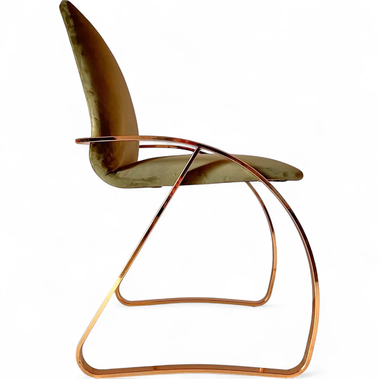 Armchair in green velvet and gold chromed steel, 70s 13