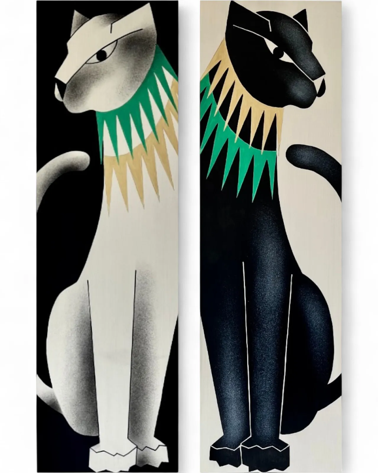 Diptych The Panthers Art Deco style, 2000s 8