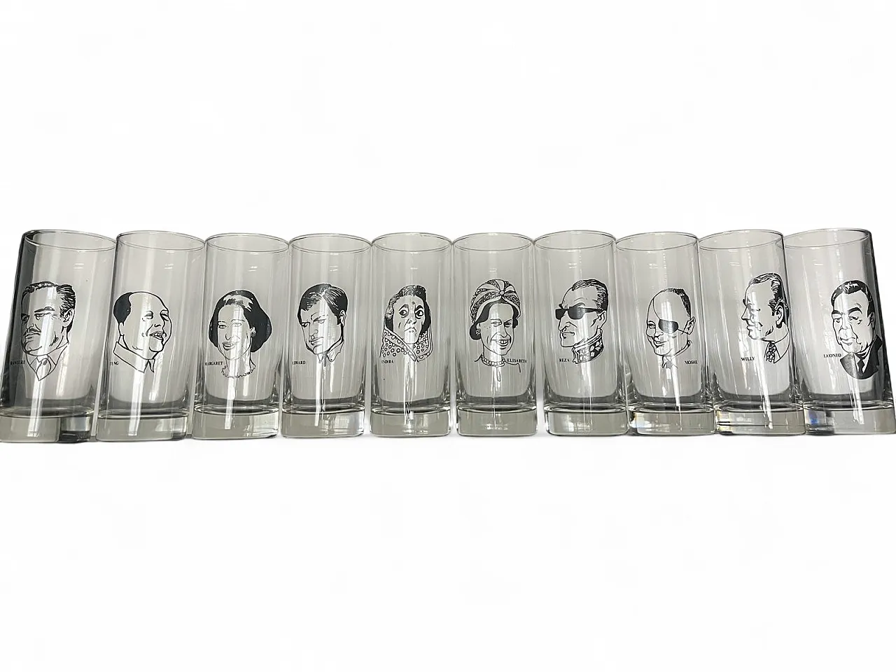 10 bicchieri da drink con ritratti, anni '70 5