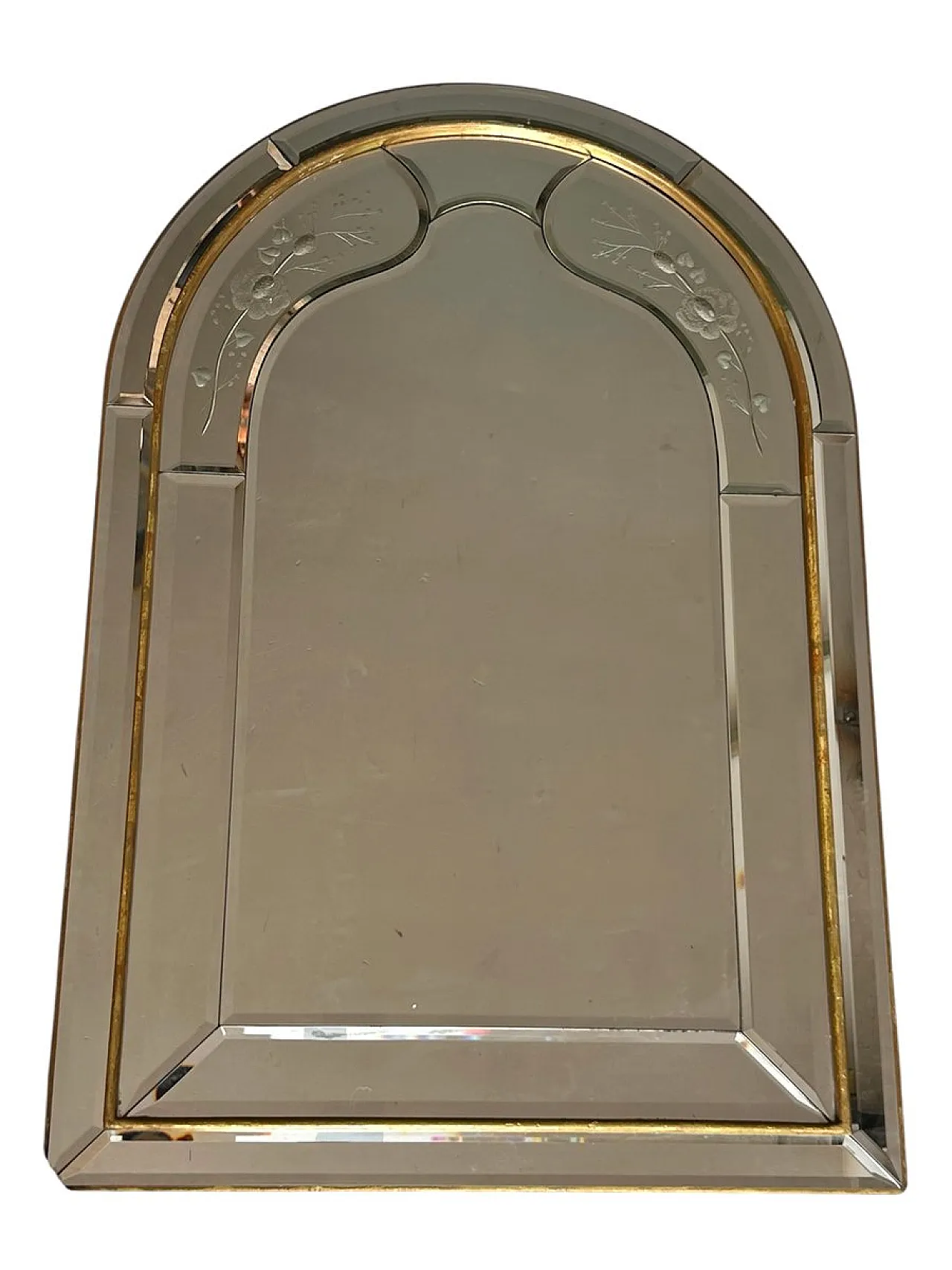 Specchio da parete ad arco in vetro, Italia, anni '80 1