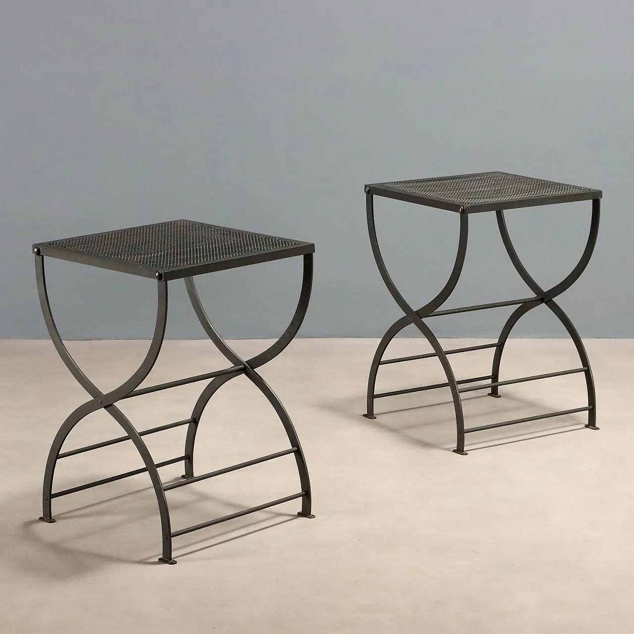 Pair of metal stools by Luigi Caccia Dominioni, 1960s 1