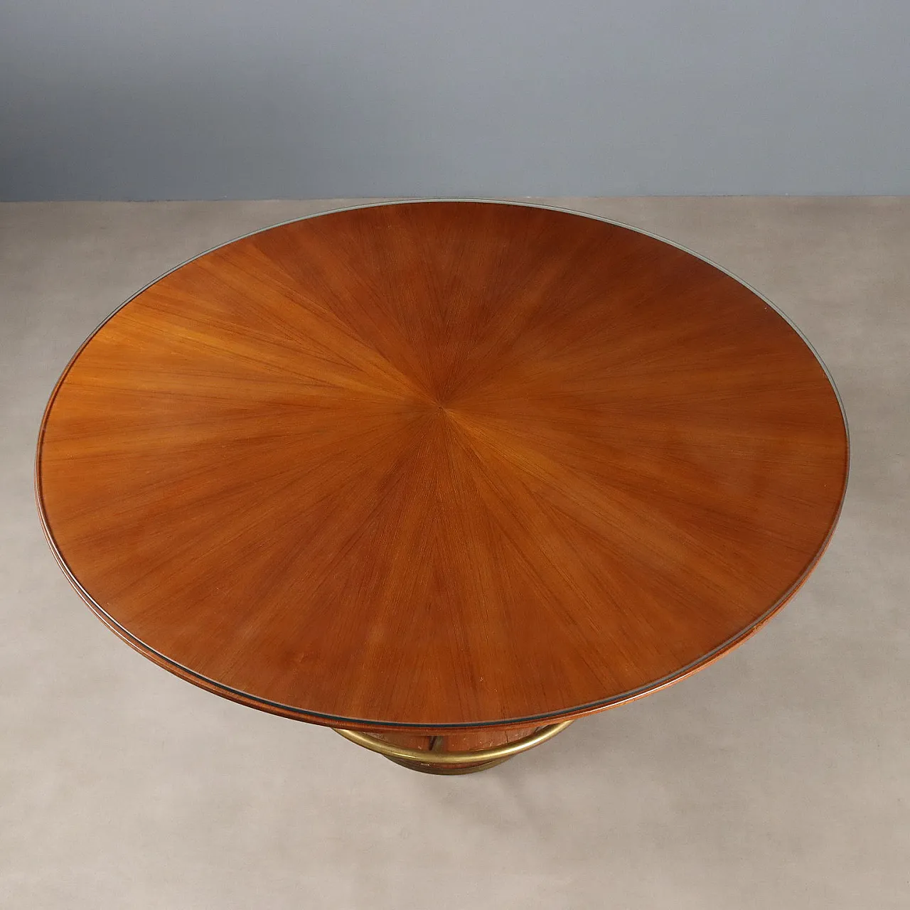 Teak, glass, mahogany and brass dining table, 20th century 5