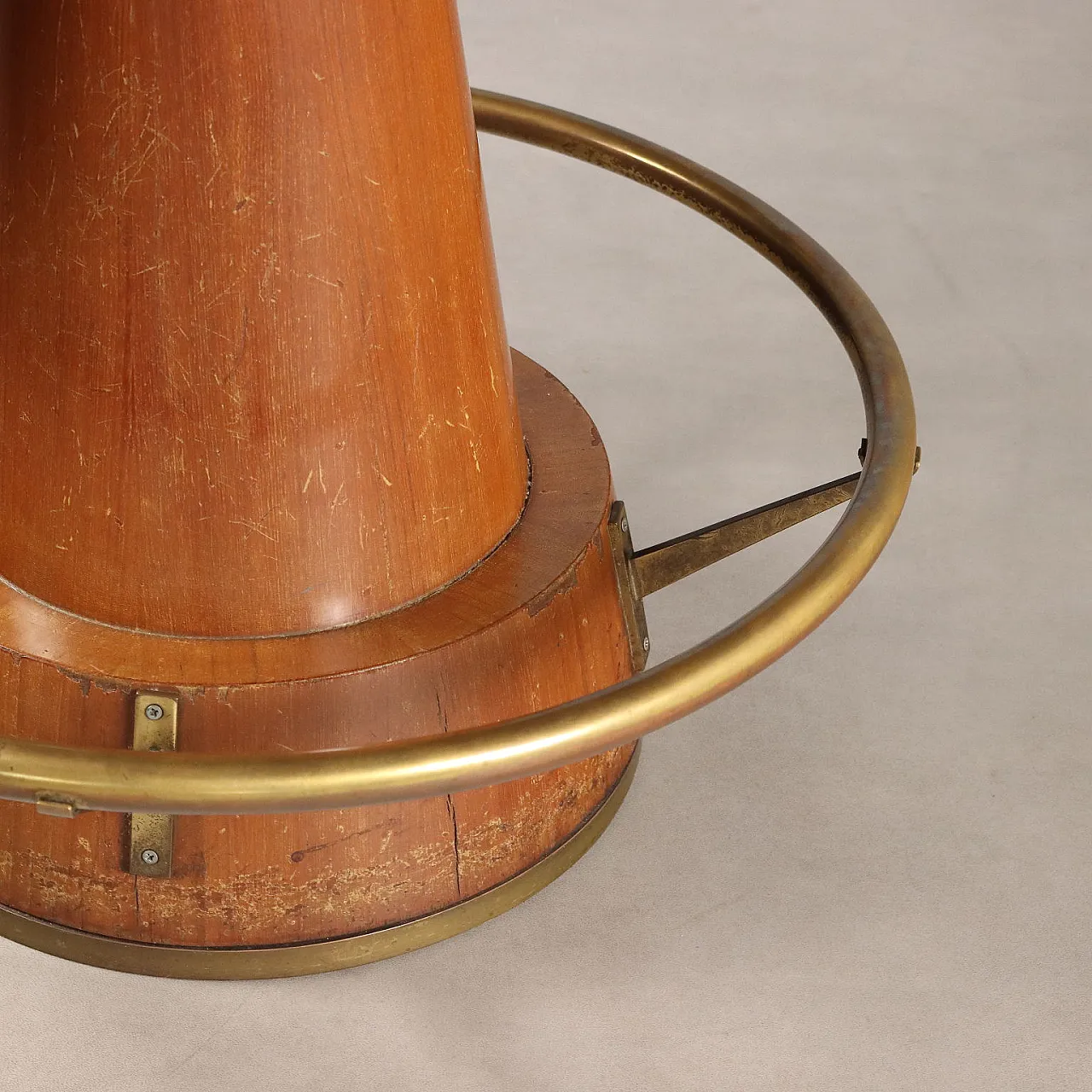Teak, glass, mahogany and brass dining table, 20th century 7