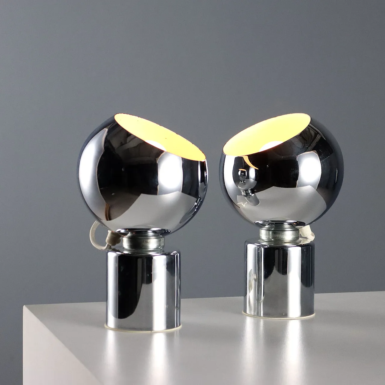 Pair of metal lamps with adjustable diffuser, 20th century 8