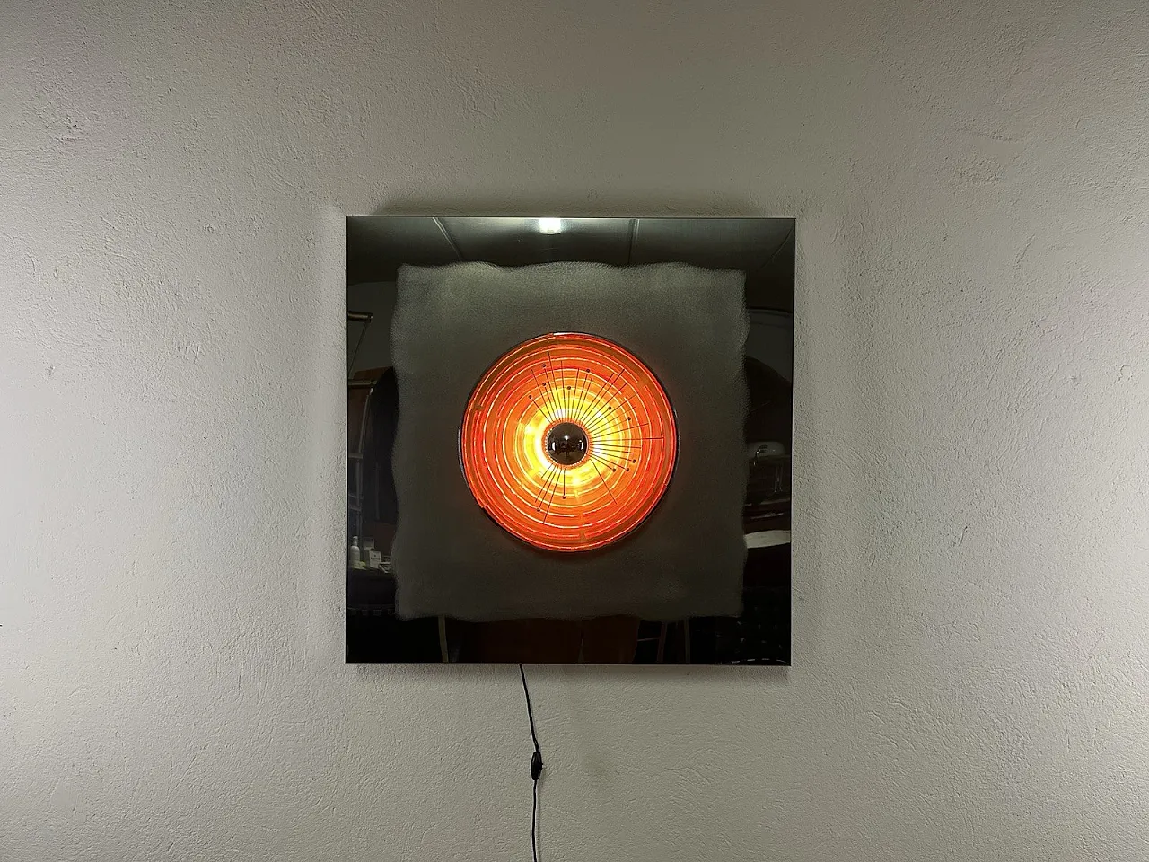 Glass and steel light panel by Angelo Brotto for Esperia, 1970s 1