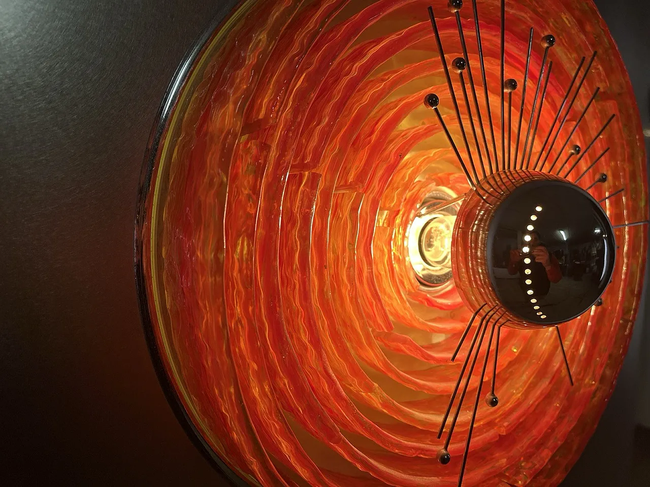 Glass and steel light panel by Angelo Brotto for Esperia, 1970s 3