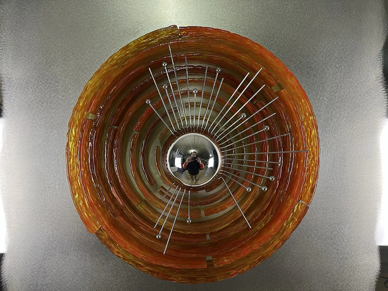 Glass and steel light panel by Angelo Brotto for Esperia, 1970s 8