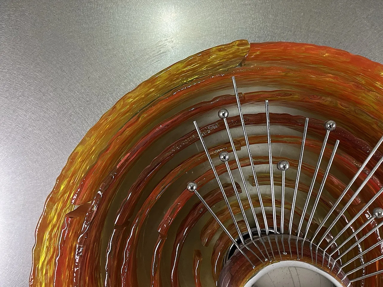 Glass and steel light panel by Angelo Brotto for Esperia, 1970s 10