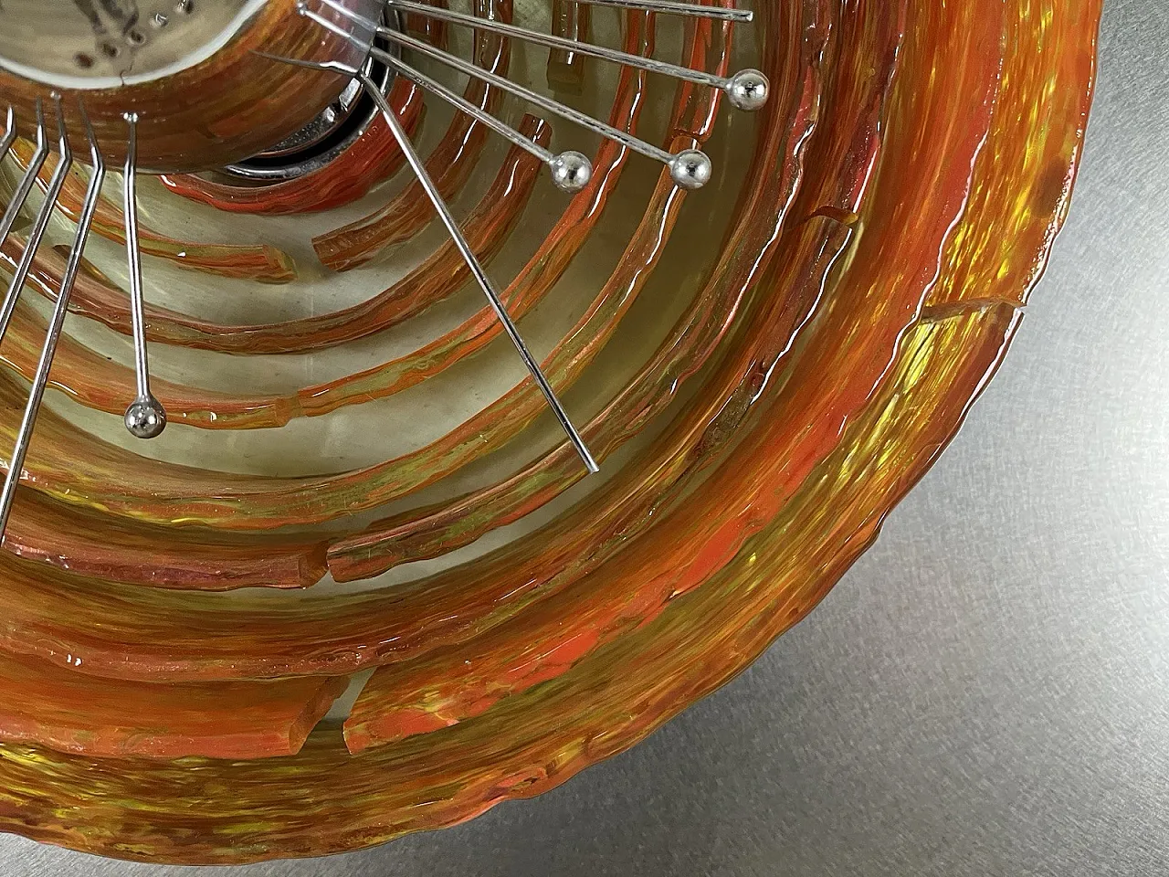 Glass and steel light panel by Angelo Brotto for Esperia, 1970s 11