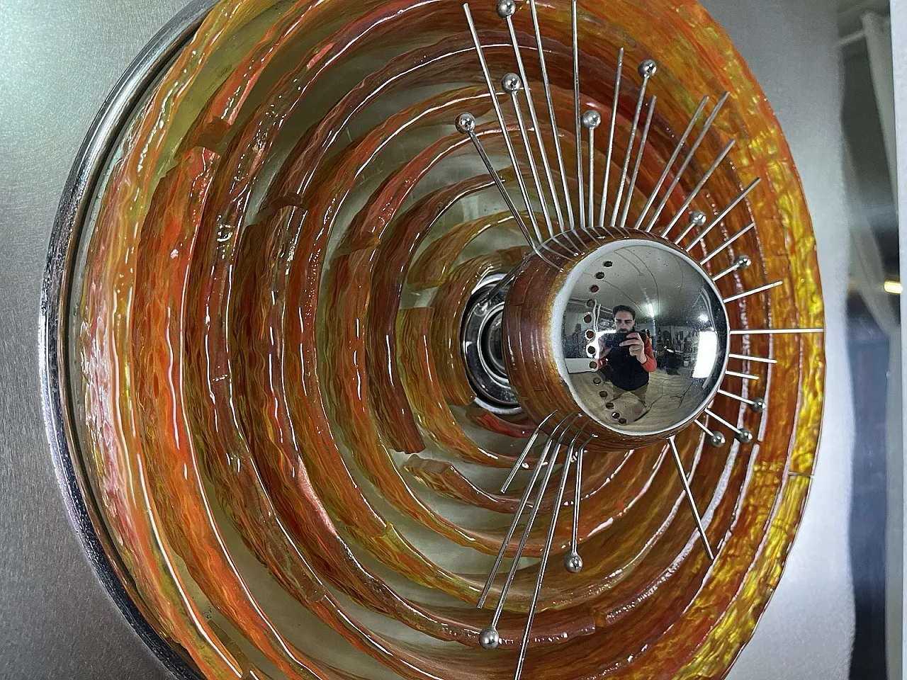 Glass and steel light panel by Angelo Brotto for Esperia, 1970s 13