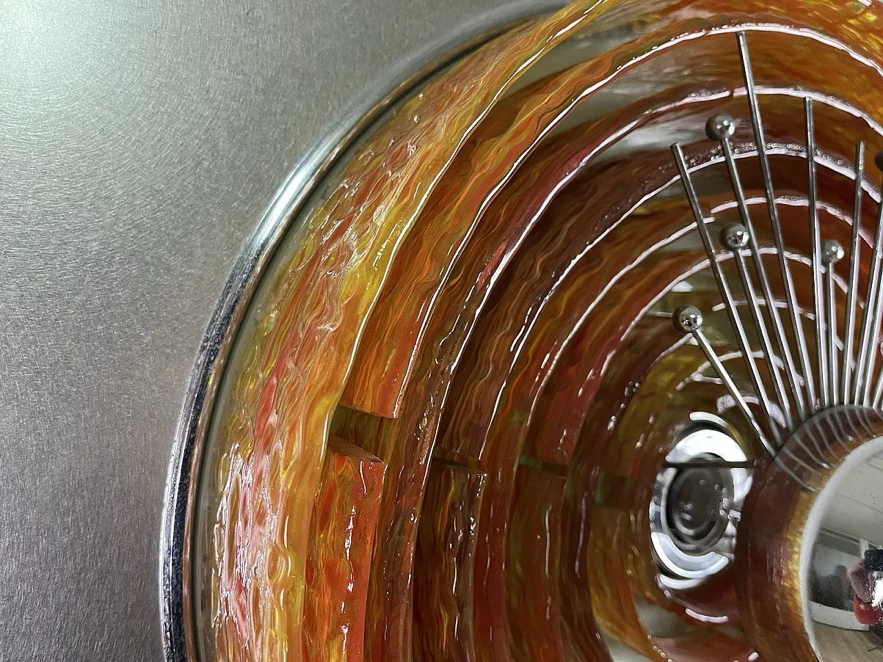 Glass and steel light panel by Angelo Brotto for Esperia, 1970s 15