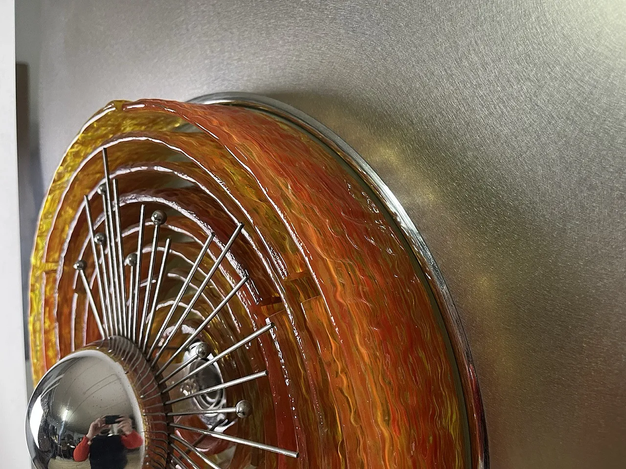 Glass and steel light panel by Angelo Brotto for Esperia, 1970s 20