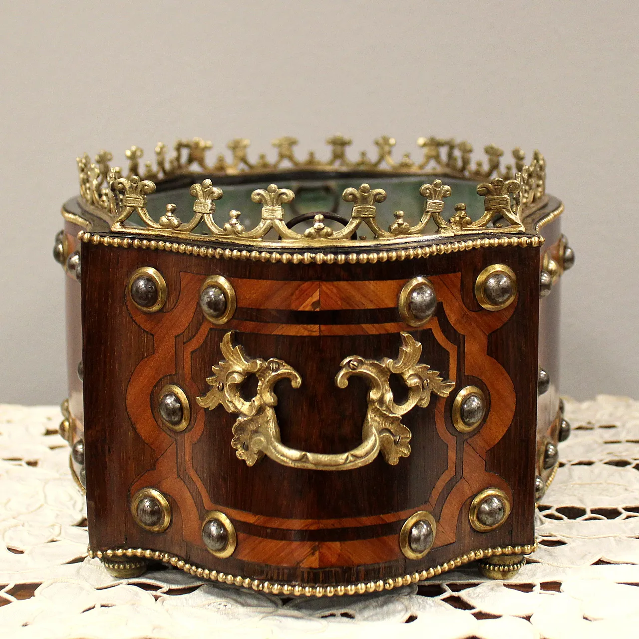 Jardiniere centerpiece Napoleon III inlaid planter 19th century 6