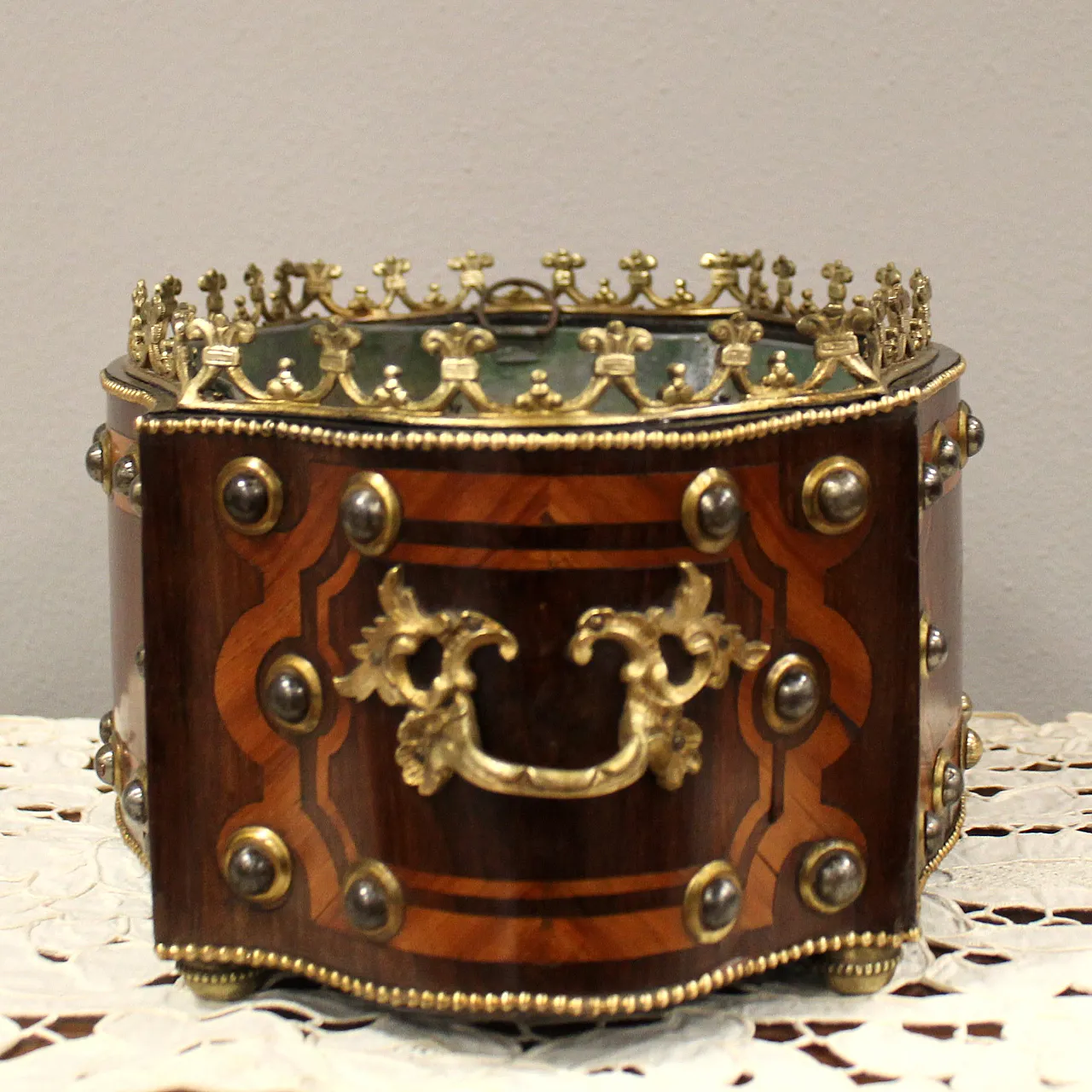 Jardiniere centerpiece Napoleon III inlaid planter 19th century 7