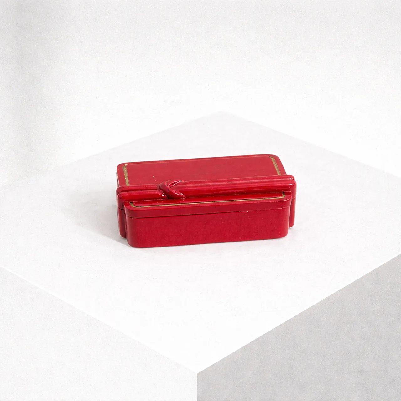 Smoking set in red glazed ceramic and brass, 1970s 4