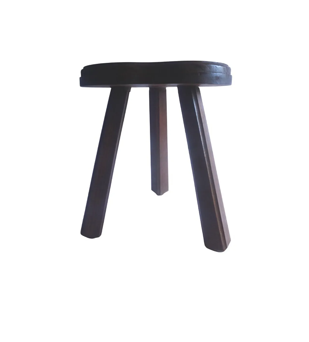 Tripod Milking Stool,  Seat with hand-carved flower petal motif. 60s 2