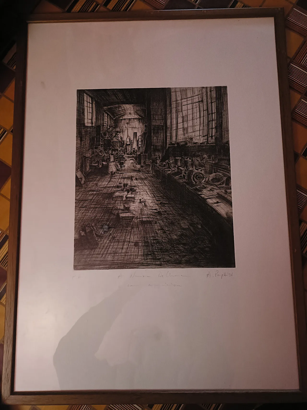 Acquaforte di Alessandro Papetti dal tema industriale, primi '900 3