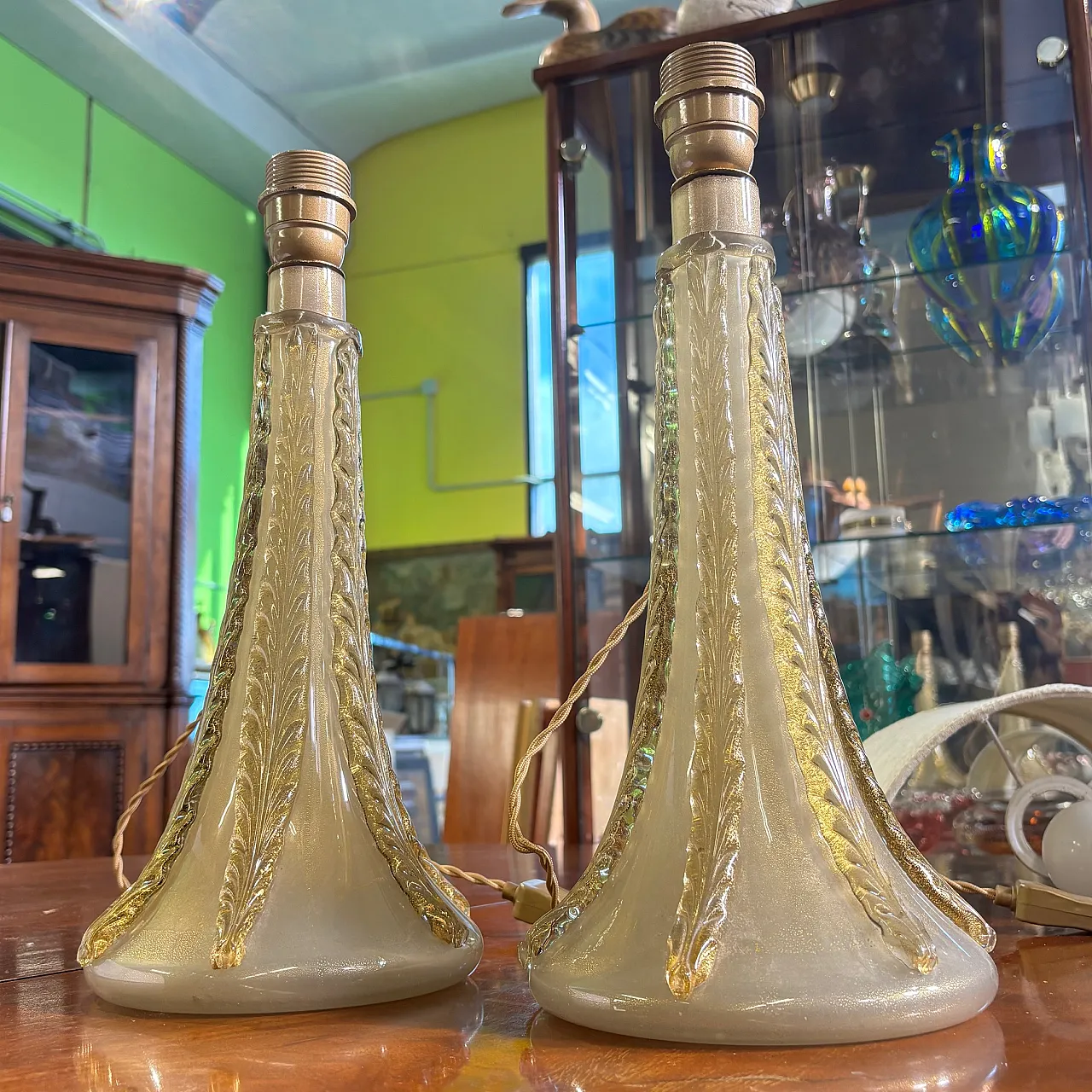 Pair of splendid Barovier and Toso Murano lamps, 50s 1