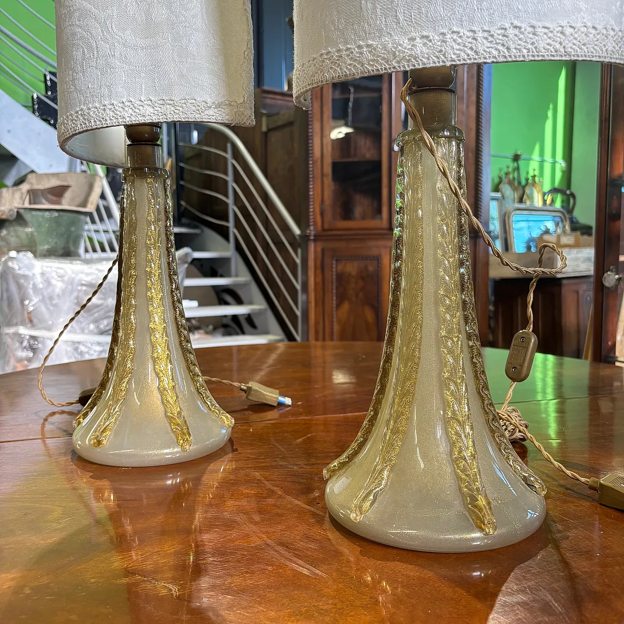 Pair of splendid Barovier and Toso Murano lamps, 50s 3