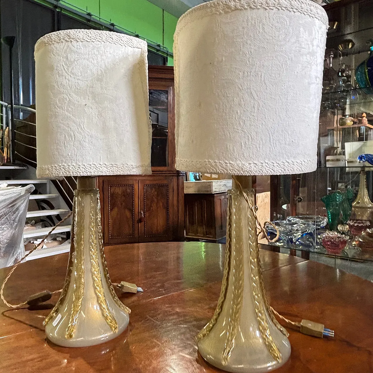 Pair of splendid Barovier and Toso Murano lamps, 50s 8