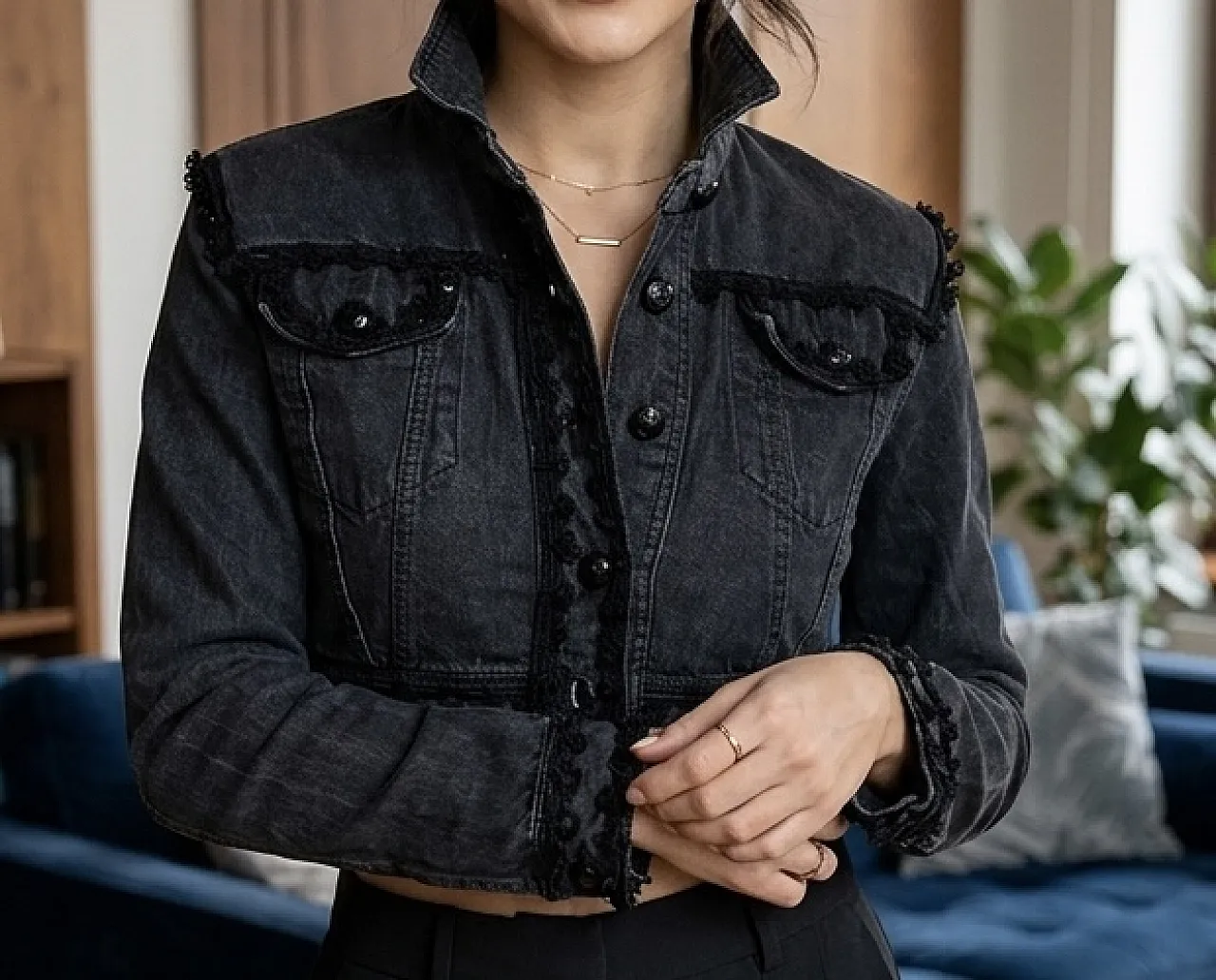 Giacca Moschino Milano Denim Cropped - Rara Passamaneria - 2