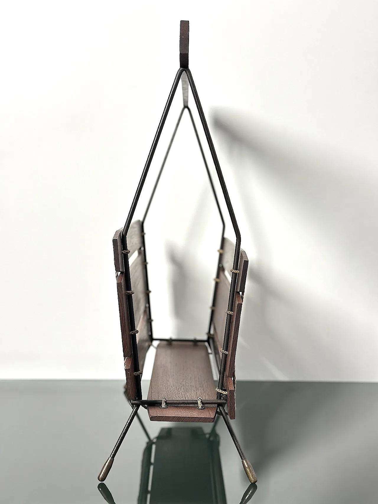Magazine rack in wood and metal, 1960s 3