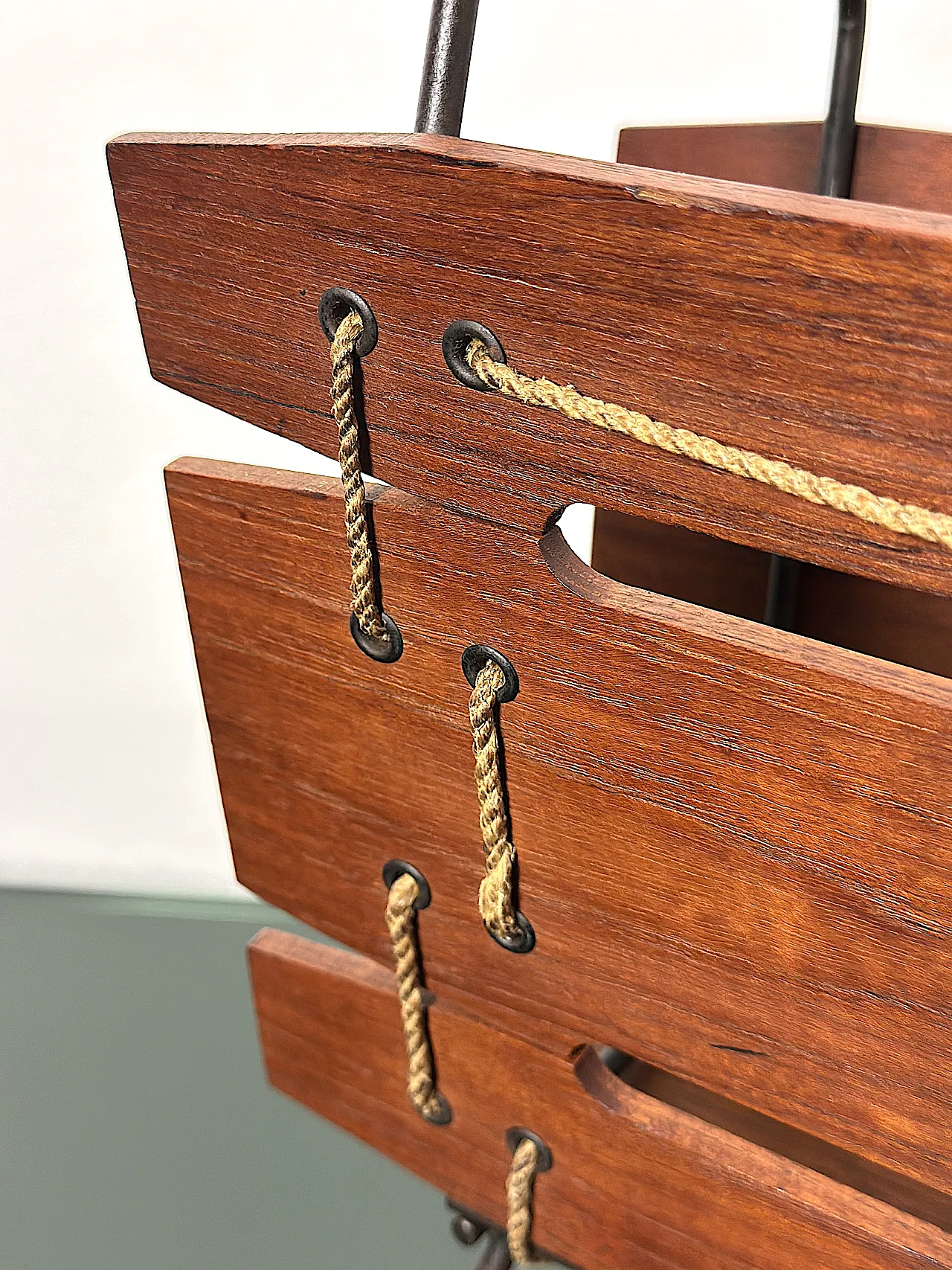 Magazine rack in wood and metal, 1960s 8