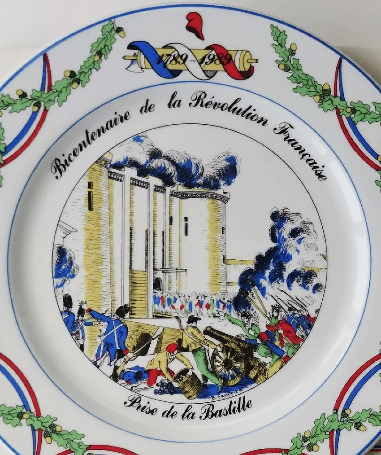 Presa della Bastiglia da parte della Rivoluzione francese, piatto in porcellana. Anni '80 1