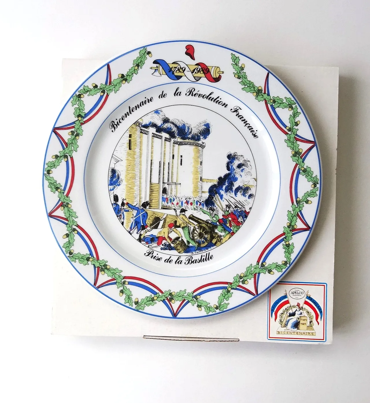 Presa della Bastiglia da parte della Rivoluzione francese, piatto in porcellana. Anni '80 4