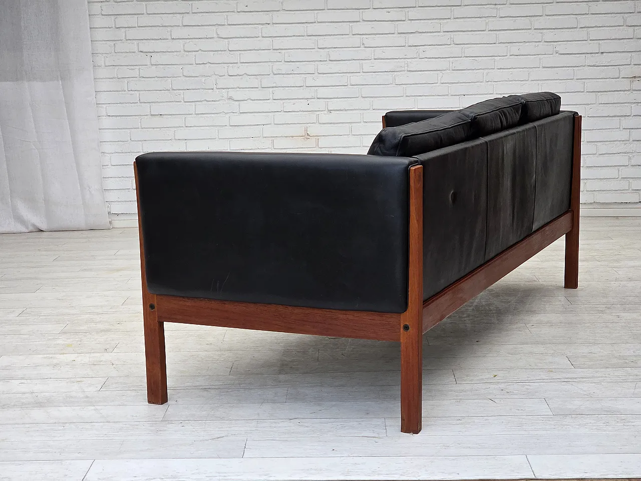 Divano danese di H.J.Wegner, a 3 posti modello CH 163, anni '60 14