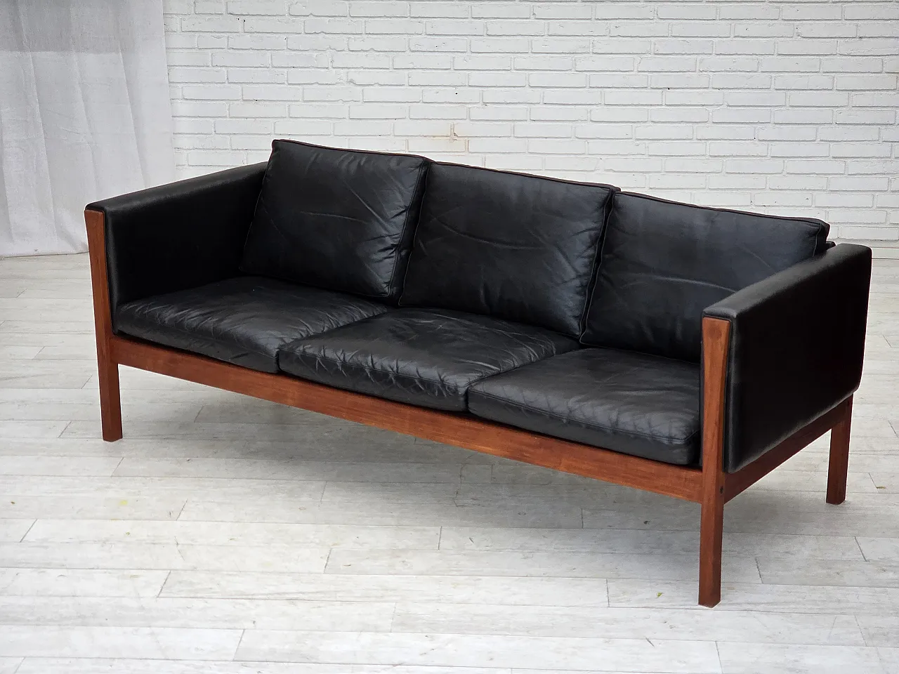 Divano danese di H.J.Wegner, a 3 posti modello CH 163, anni '60 19