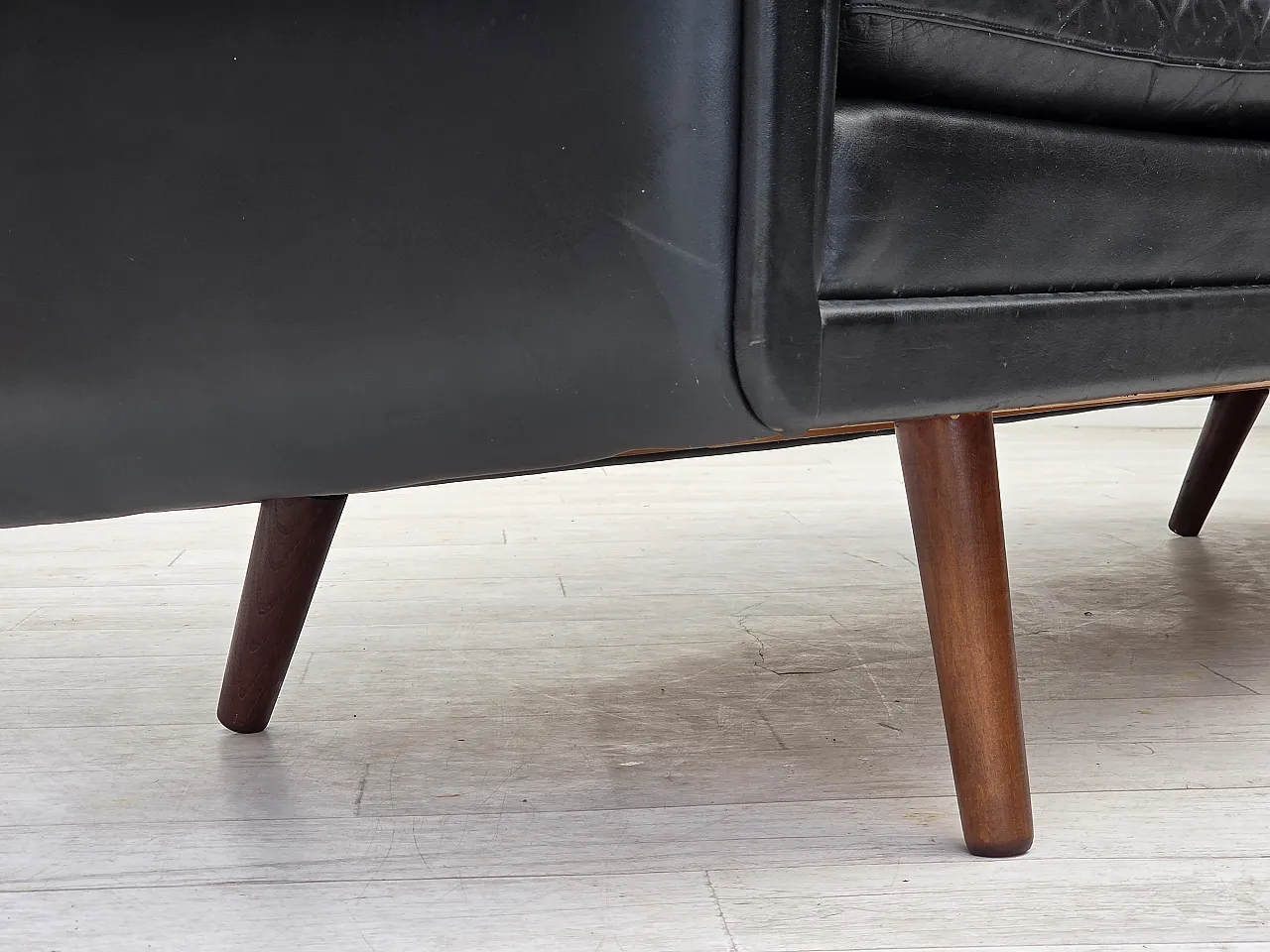 Anni '60, design danese di Aage Christensen, divano a 3 posti, pelle. 7