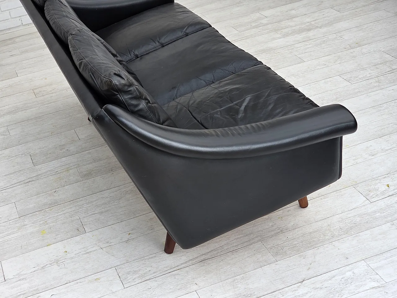 Anni '60, design danese di Aage Christensen, divano a 3 posti, pelle. 11