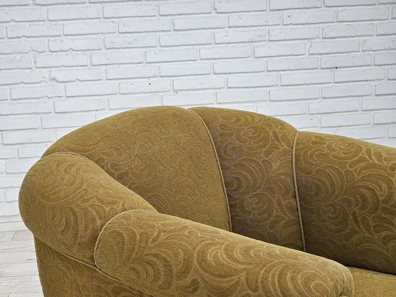 Poltrona relax danese in lana verde chiaro, quercia, anni '50 6