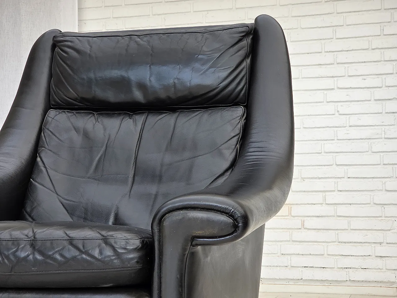 Poltrona danese di Aage Christensen, pelle, Anni '60 3