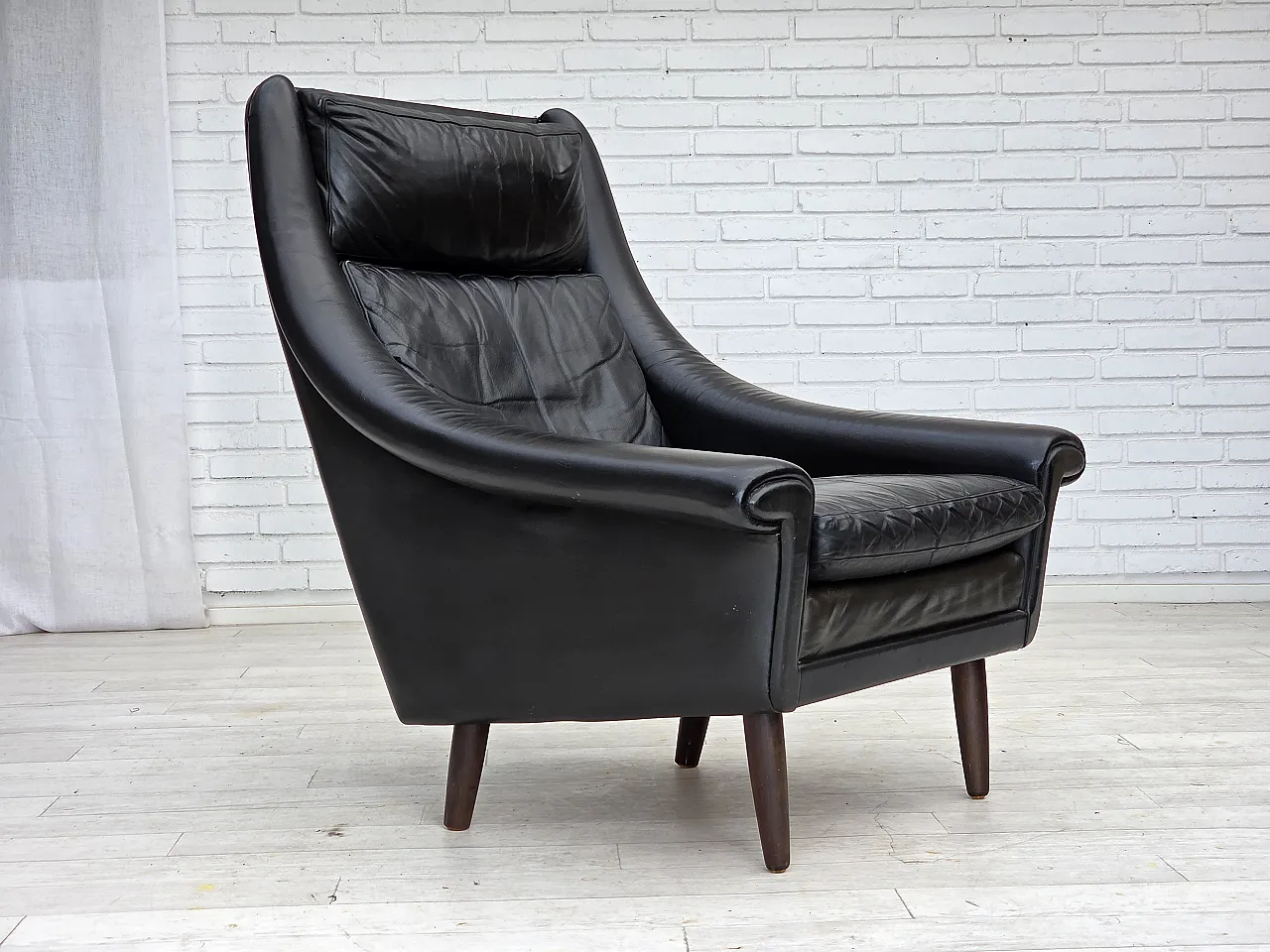 Poltrona danese di Aage Christensen, pelle, Anni '60 6