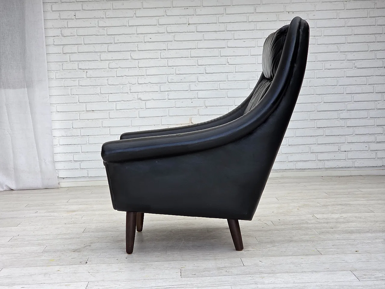 Poltrona danese di Aage Christensen, pelle, Anni '60 12