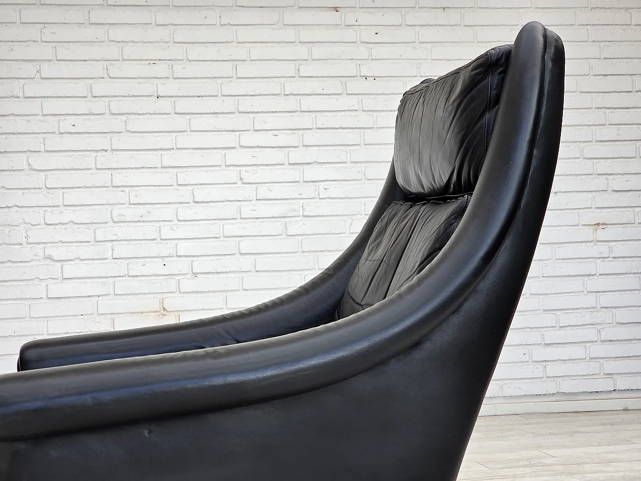 Poltrona danese di Aage Christensen, pelle, Anni '60 13