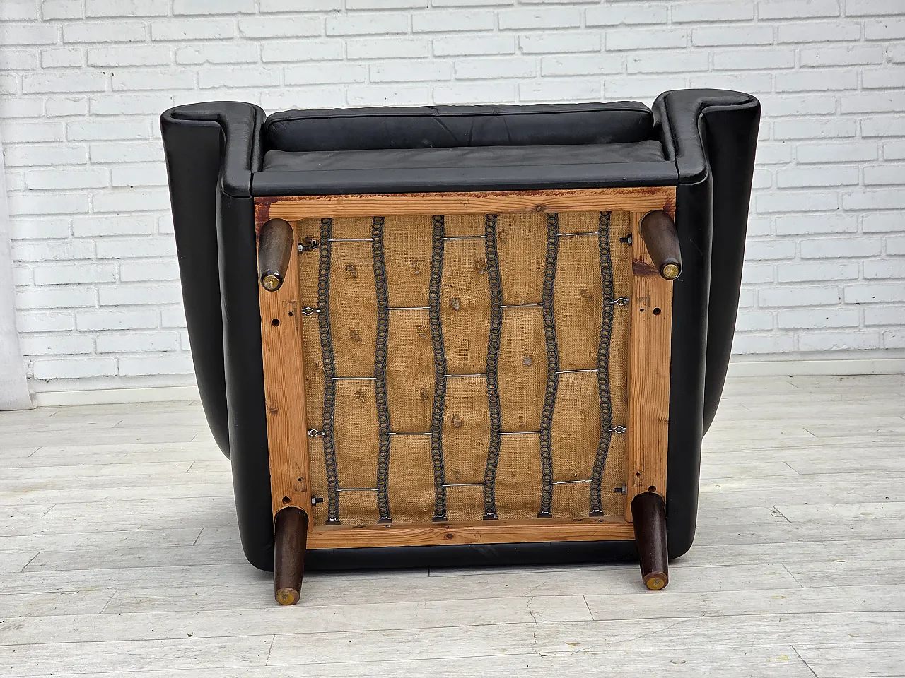 Poltrona danese di Aage Christensen, pelle, Anni '60 16