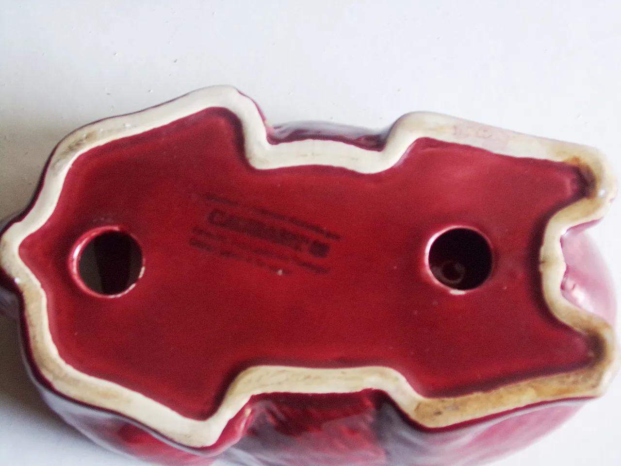 Rabbit Pate Dish Faience Terrine in Red with Gilded accents. 70s 5