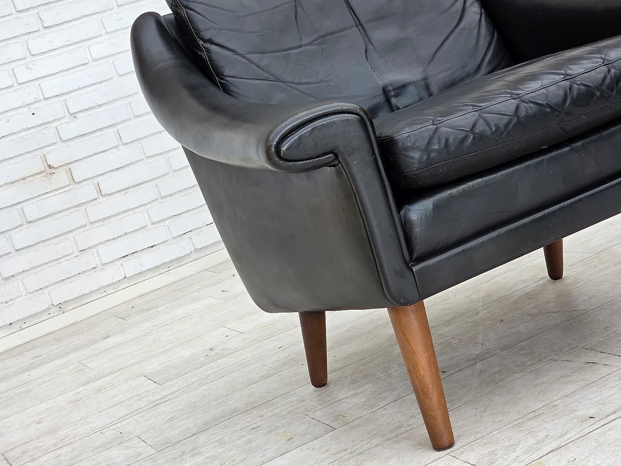 Poltrona danese di Aage Christensen, pelle, anni '60 4