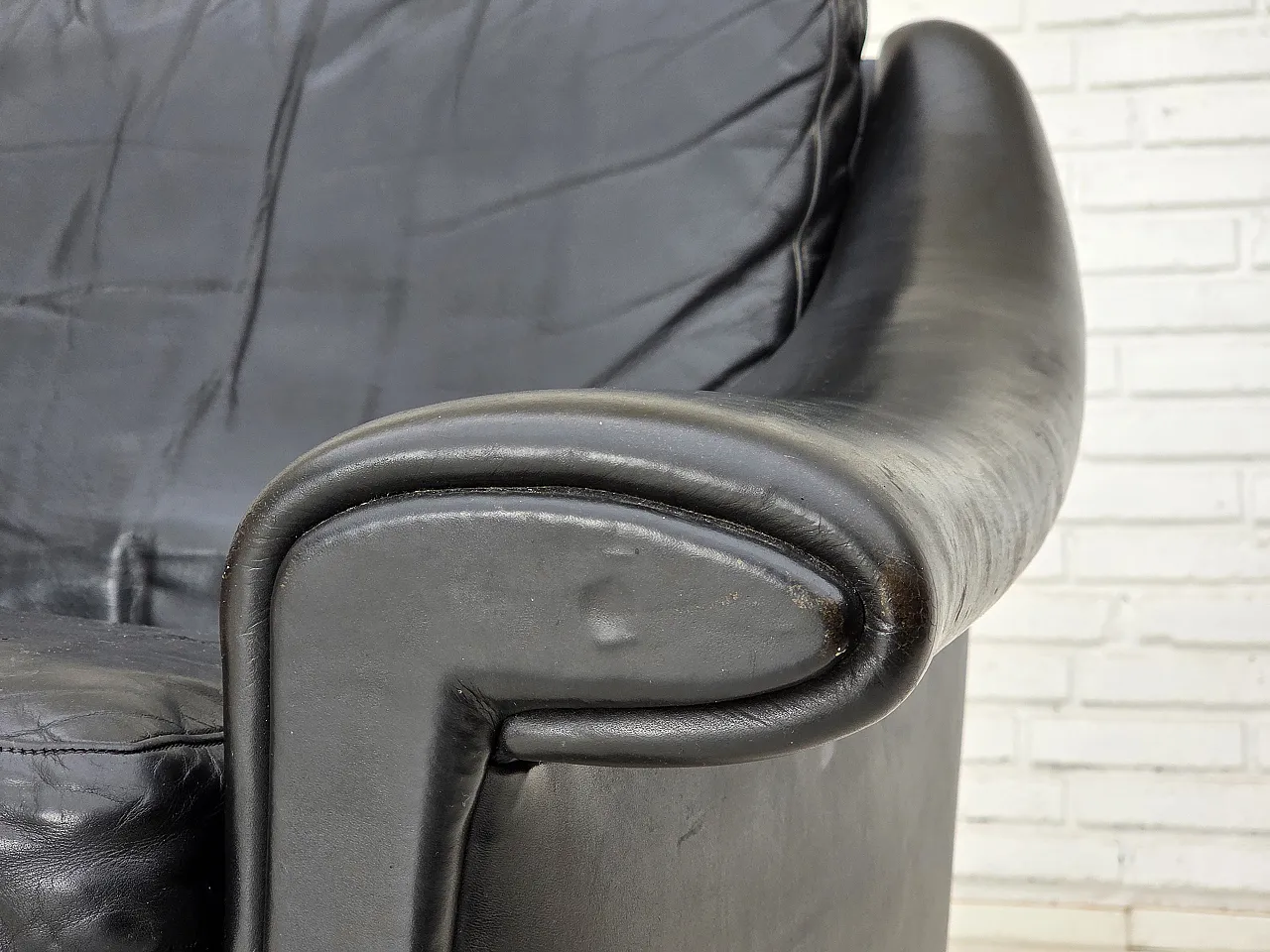 Poltrona danese di Aage Christensen, pelle, anni '60 5