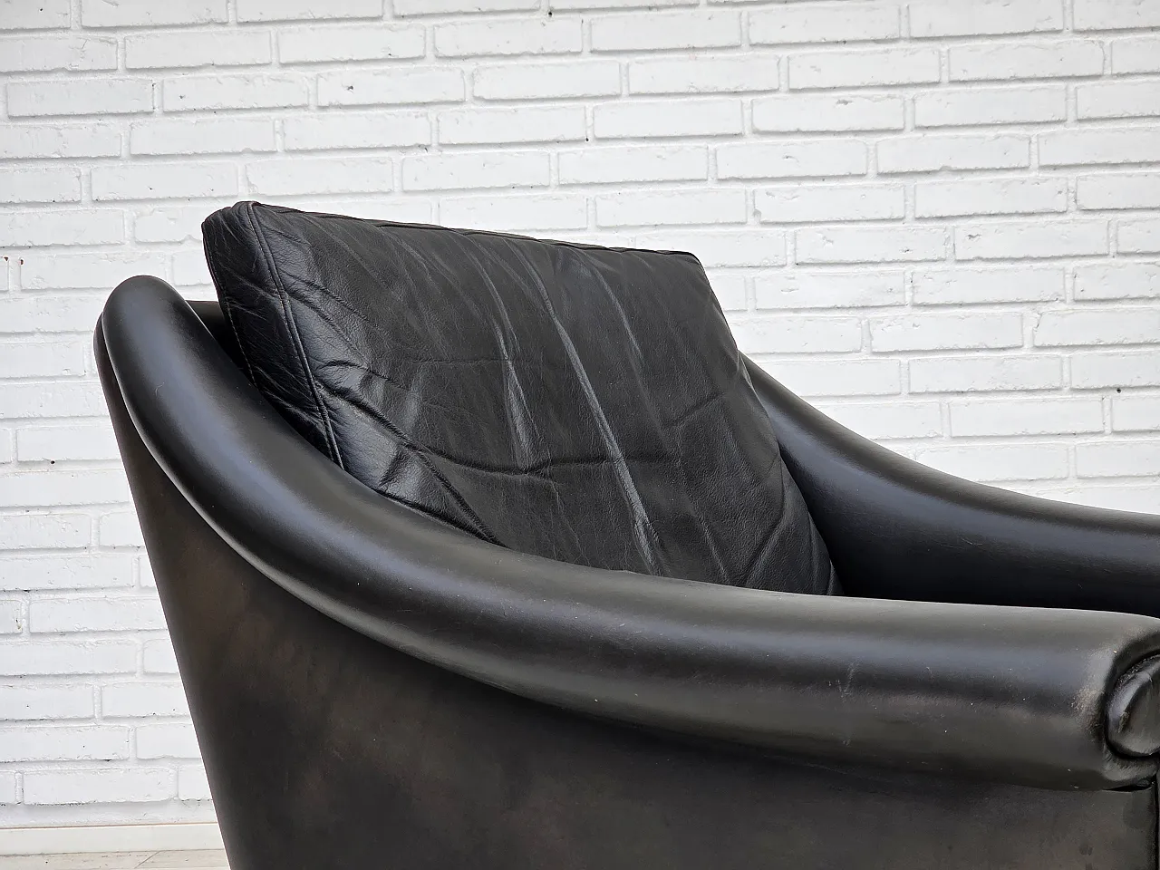 Poltrona danese di Aage Christensen, pelle, anni '60 9