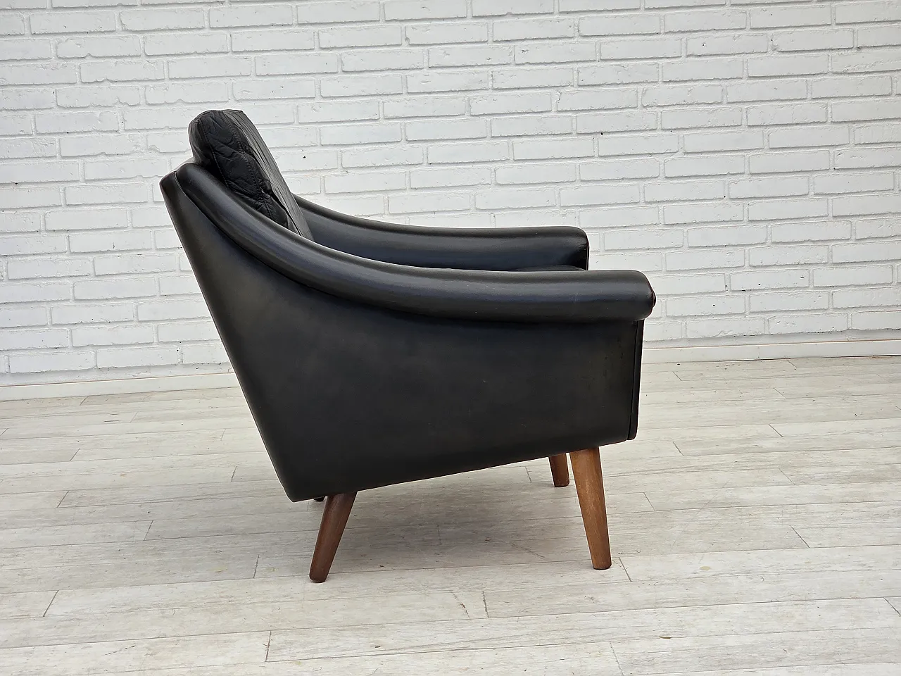 Poltrona danese di Aage Christensen, pelle, anni '60 10