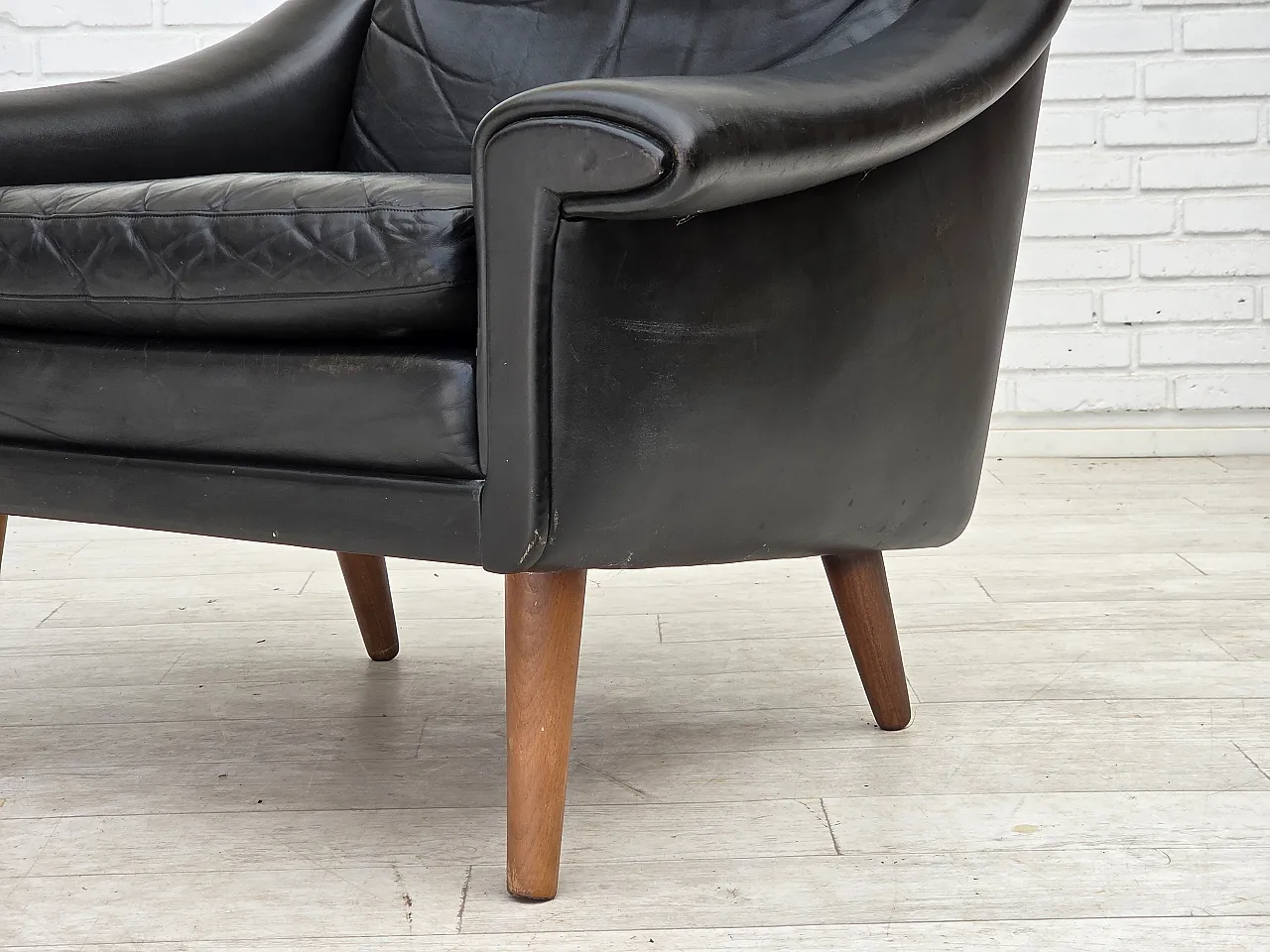 Poltrona danese di Aage Christensen, pelle, anni '60 15