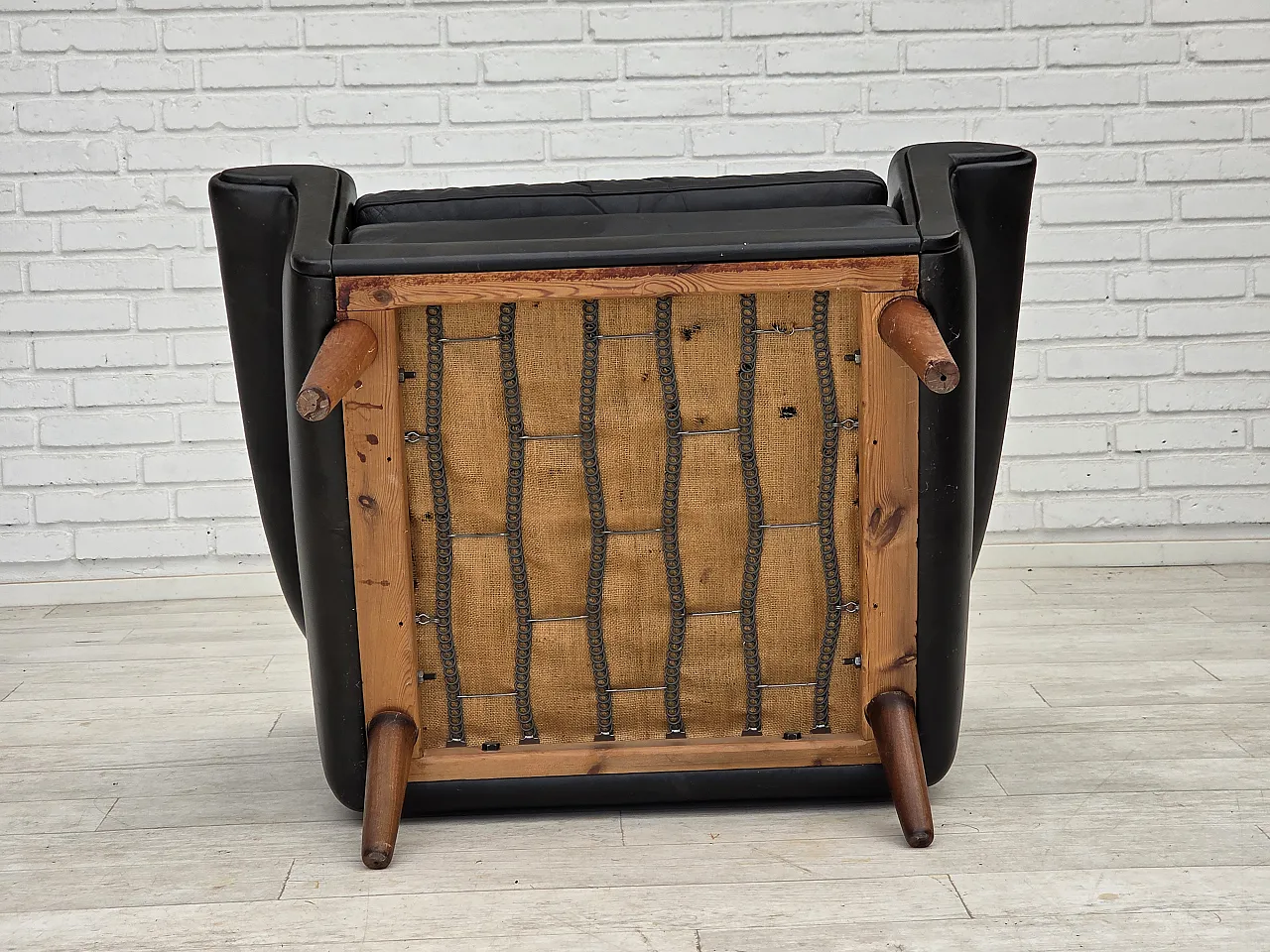 Poltrona danese di Aage Christensen, pelle, anni '60 16