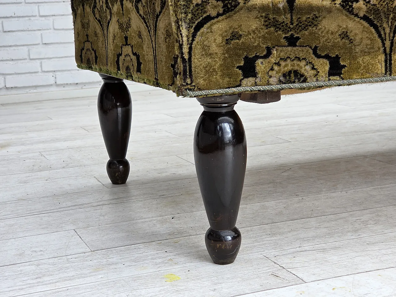 Divano danese 2 posti con braccioli ribaltabili, velluto, anni '30 3