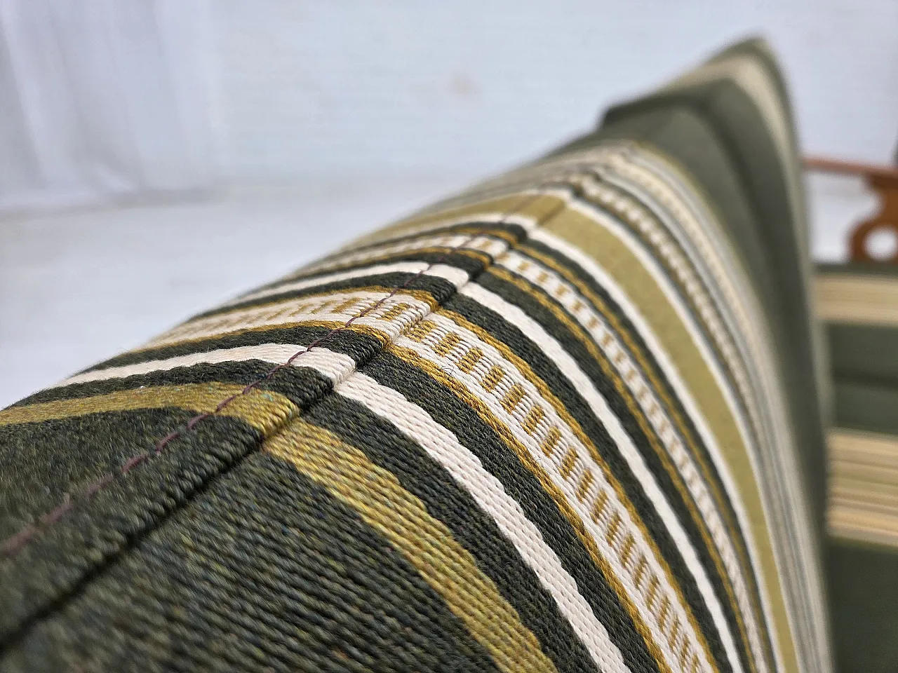 Divano danese a 3 posti, mobili in lana verde, rovere, anni '70 7