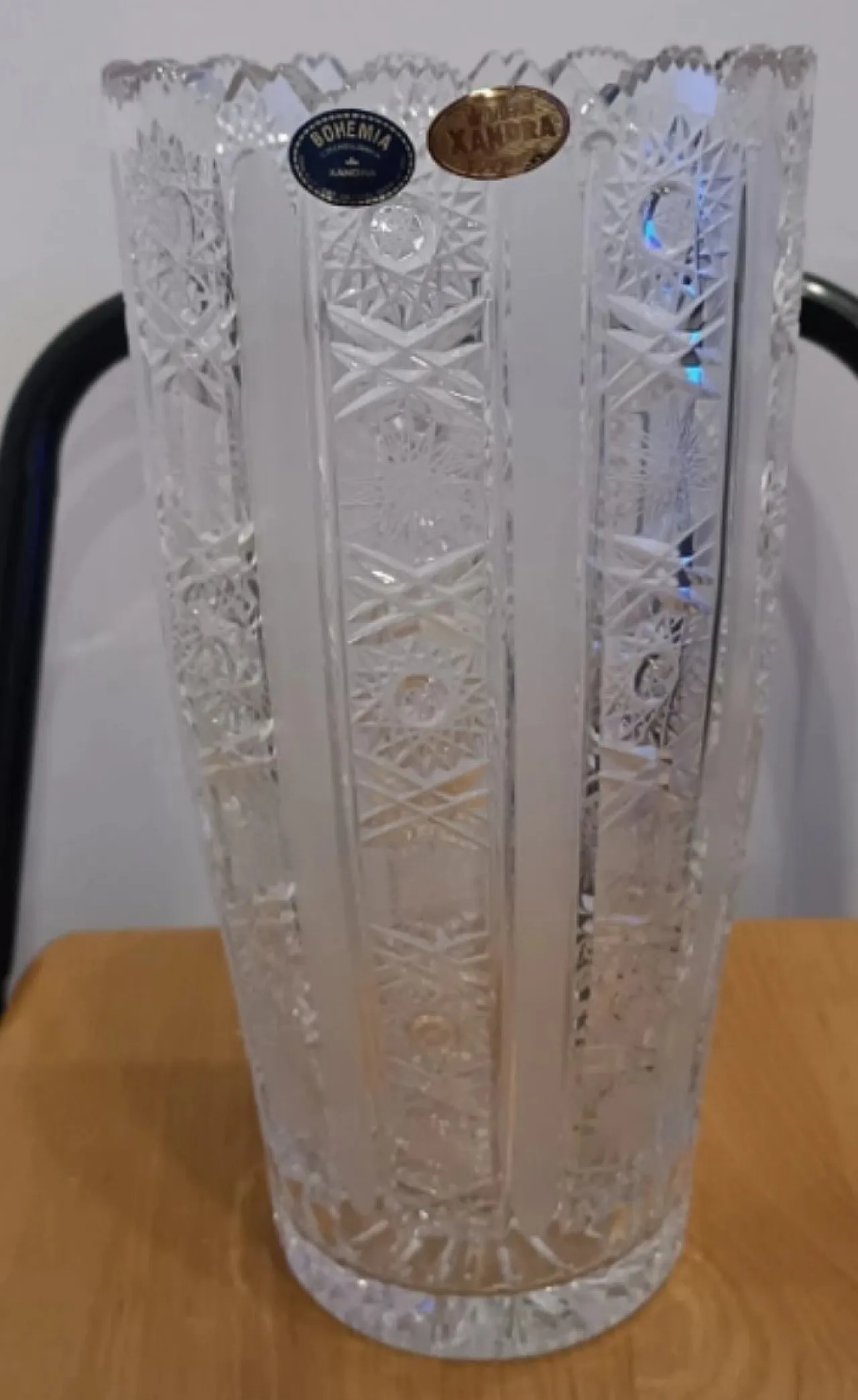 Xandra bohemian crystal vase, hand cut, 20th century 1