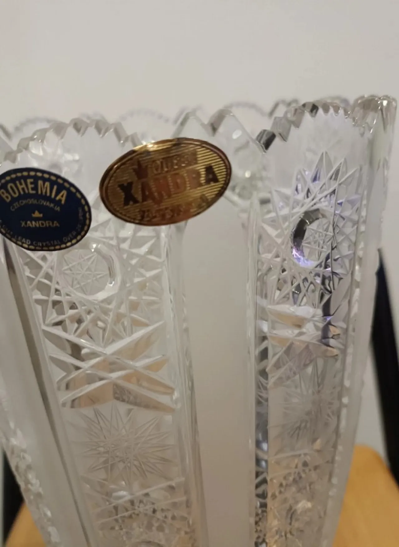 Xandra bohemian crystal vase, hand cut, 20th century 4